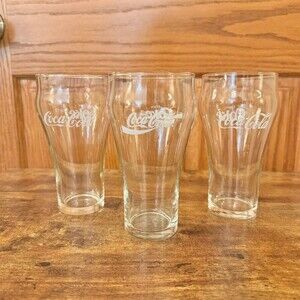 Set of 3 Vintage Coca-Cola Enjoy Coke Bell-Shaped Soda Fountain Tumblers